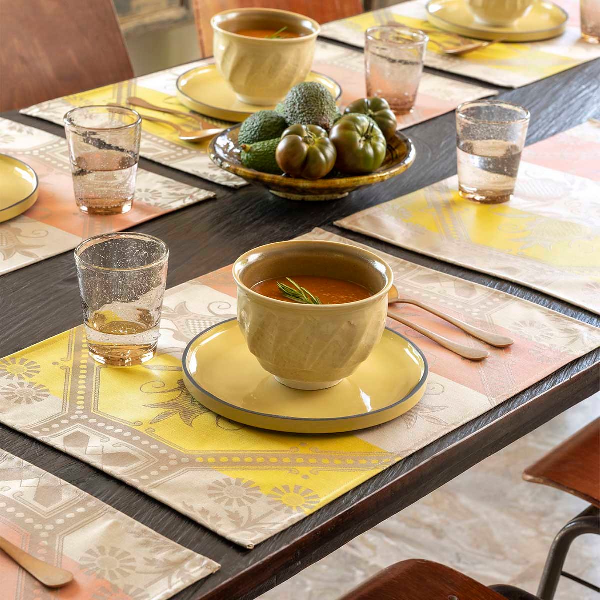 Set de table enduit en Coton, HACIENDA gres, LE JACQUARD FRANCAIS