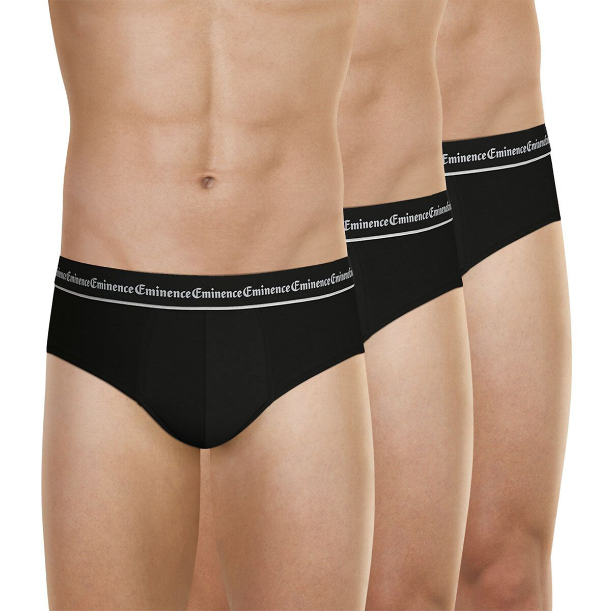 Lot de 3 slips en coton noir, EMINENCE