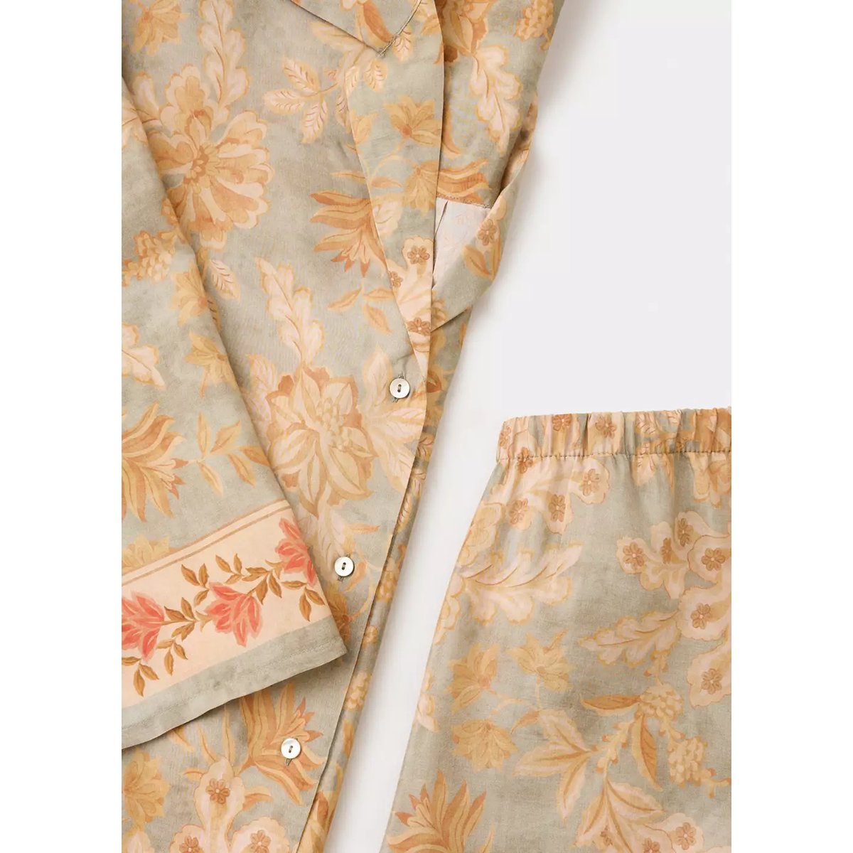 Chemise pyjama florel vert, MANGO