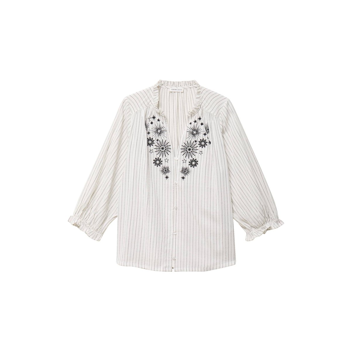 Blouse ample broderie manches 3/4 blanc, CACHE CACHE
