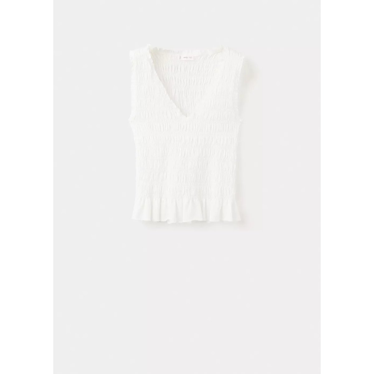 Top coton froncé blanc cassé, MANGO TEEN