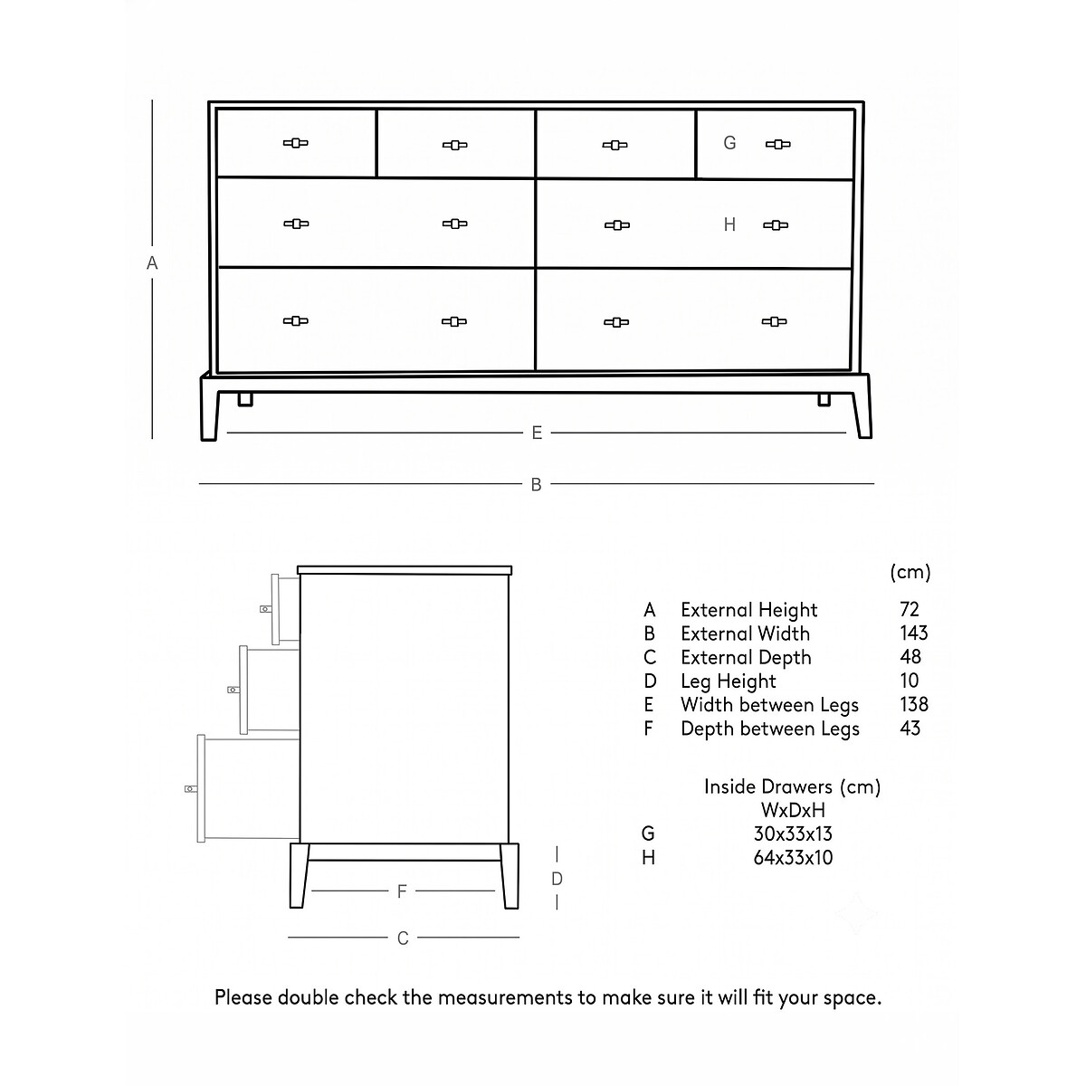 Verne Mango Wood 8 Drawer Chest Of Drawers grey, SWOON