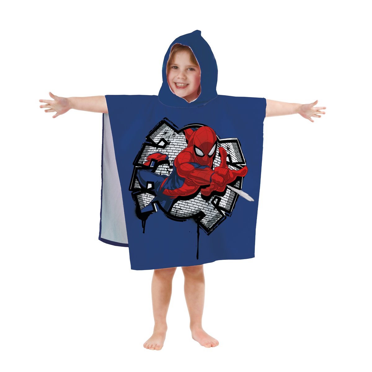 Cape de bain imprimée 100% coton, EYES bleu, SPIDER-MAN
