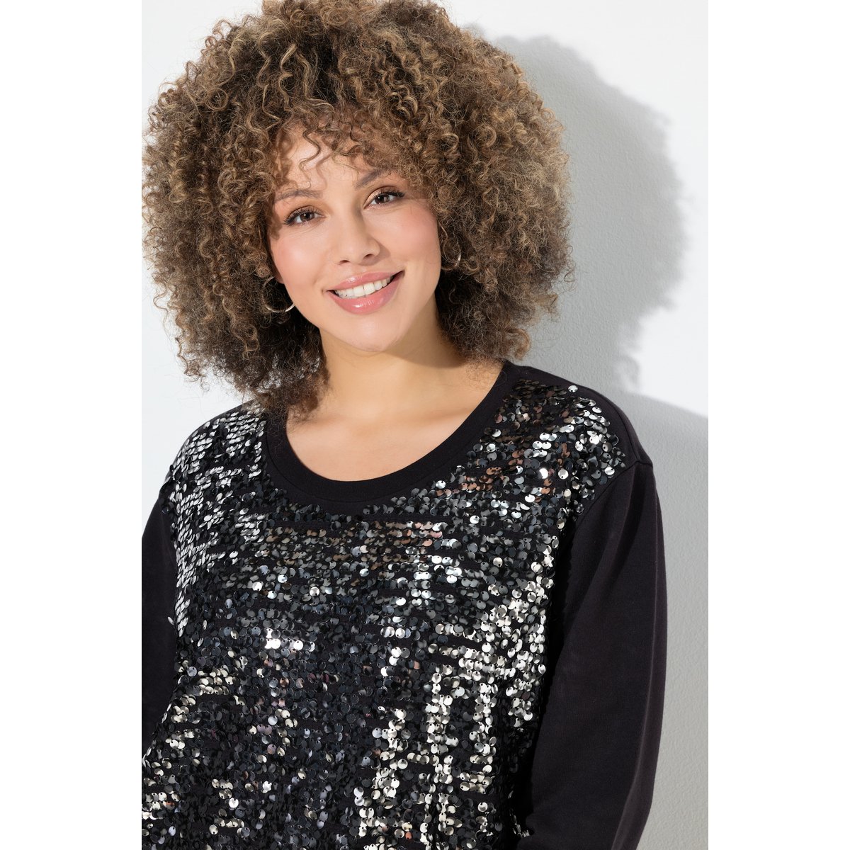 Sweat-shirt à paillettes, coupe oversize noir, ULLA POPKEN