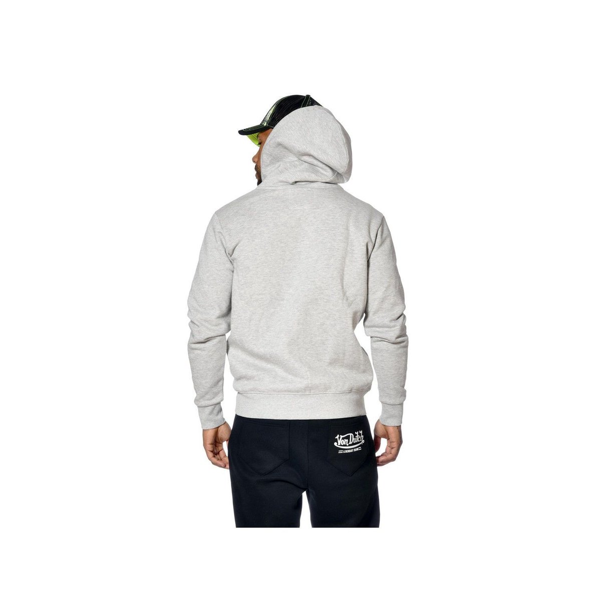 Sweat à capuche zippé Slimane gris chiné, VON DUTCH
