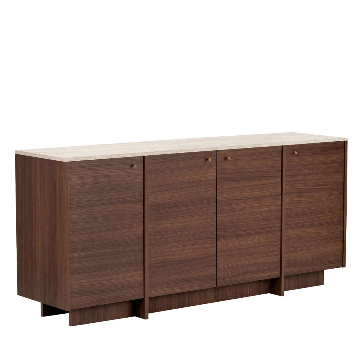 Buffet 4 portes plateau effet travertin et bois L180cm- HOPA bois foncé, DRAWER
