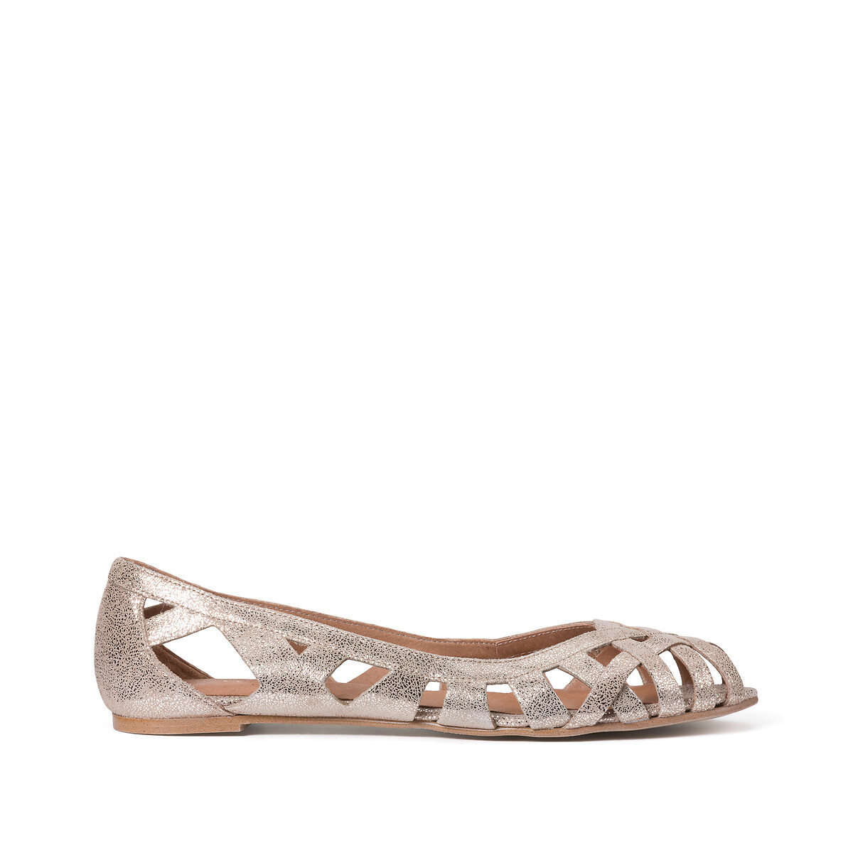 Leren ballerina's met ajour Deray goudkleur, JONAK