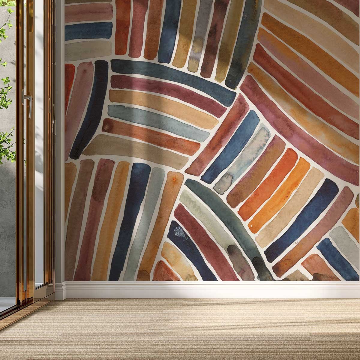 Papier peint sillons colorés intissé, HEXOA
