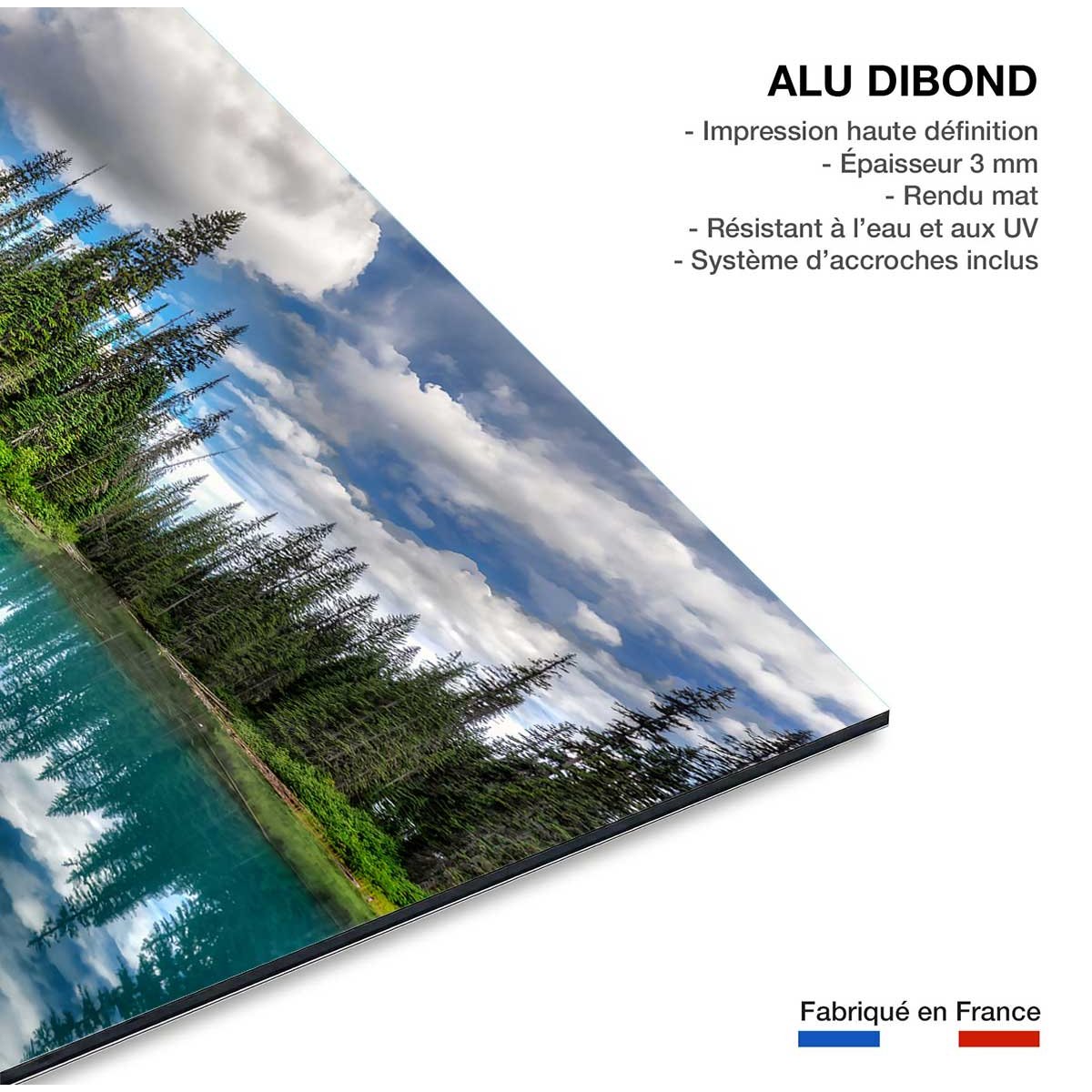 Tableau lac bleu éméraude tableau alu dibond, HEXOA