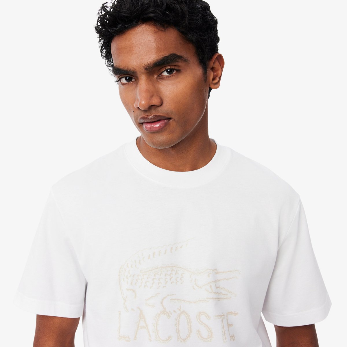 T-shirt coton imprimé blanc-001, LACOSTE