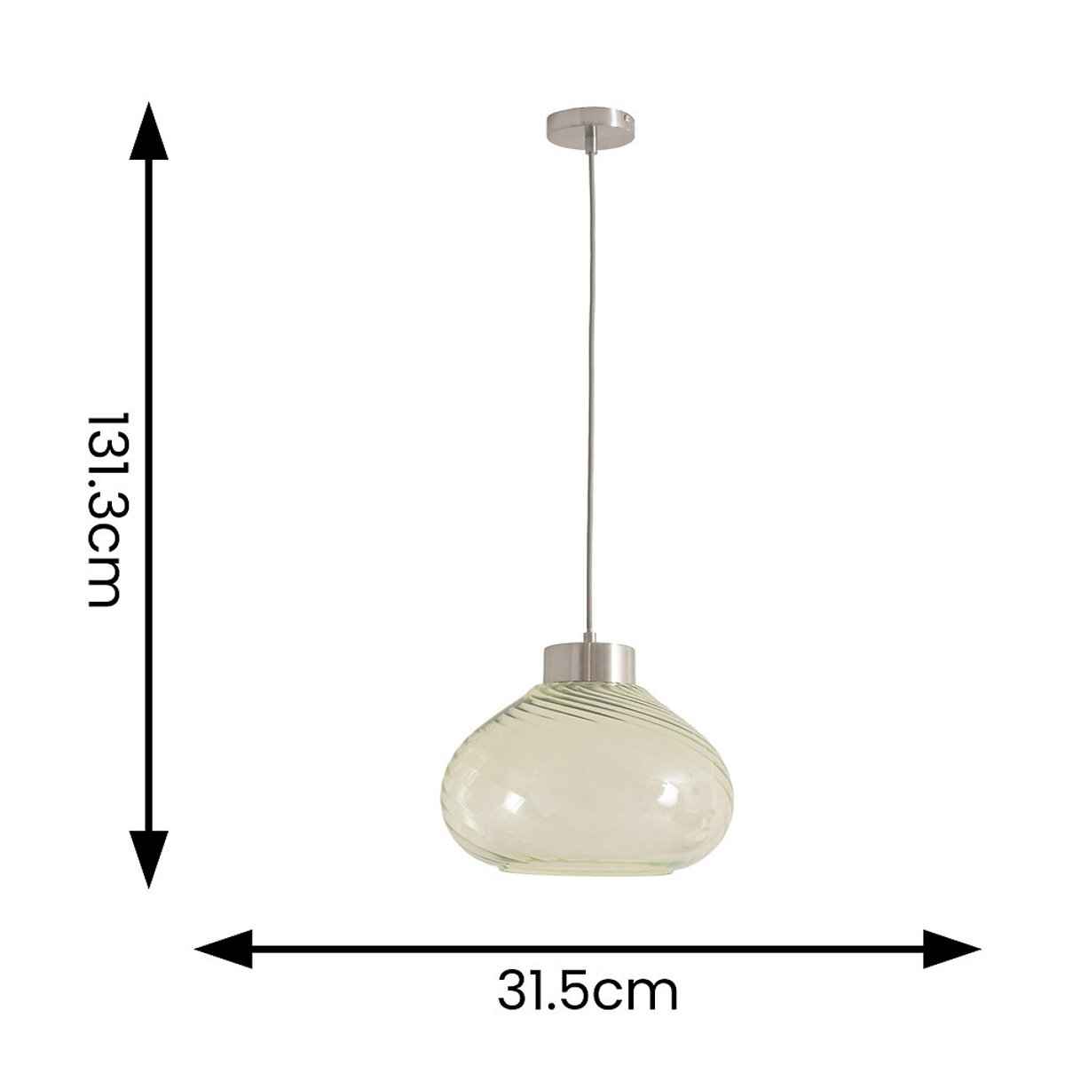 Courtney Brushed Metal Pendant Light with Spiral Glass Shade silver-coloured, SO'HOME