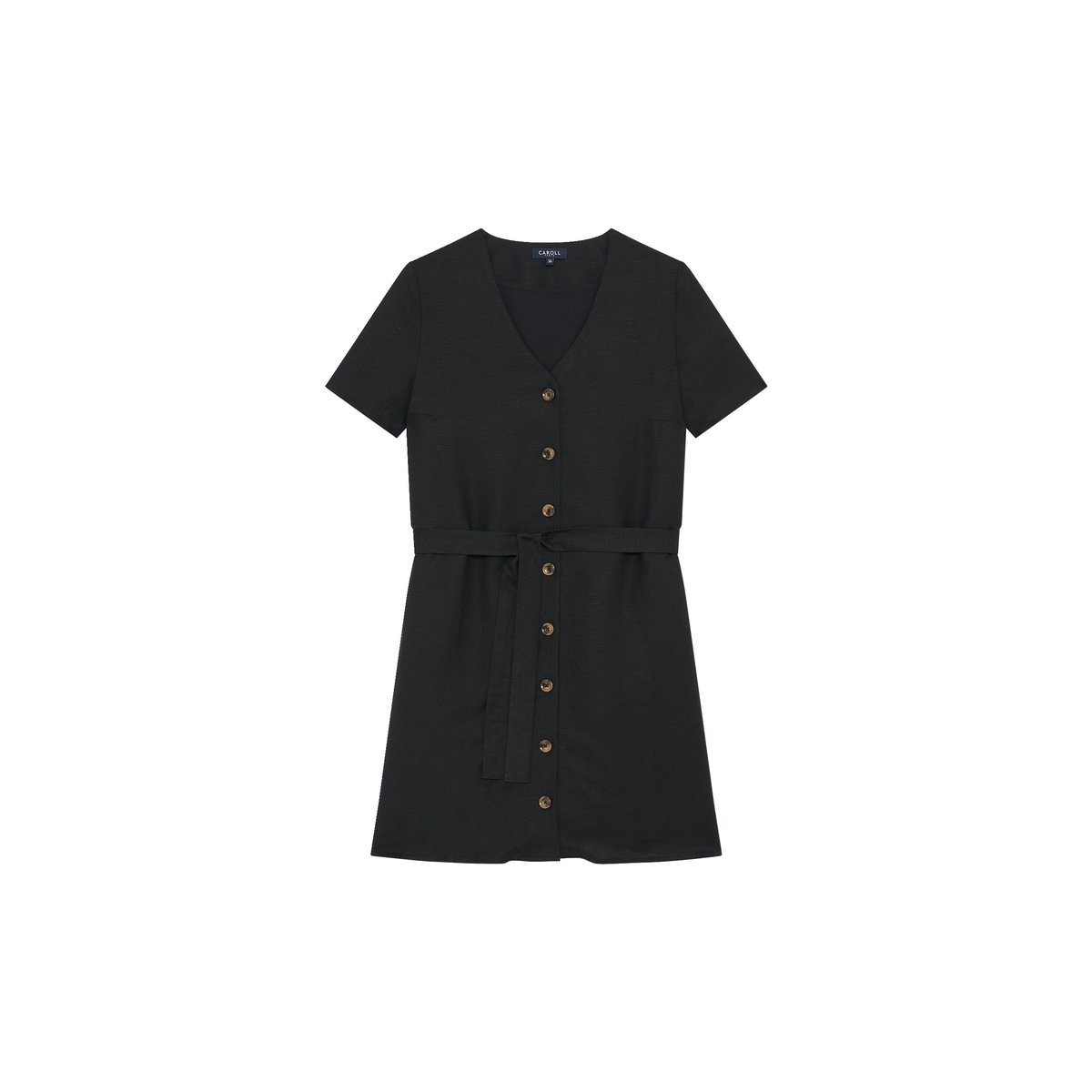 Robe fluide col v ROBE RIMA noir, CAROLL