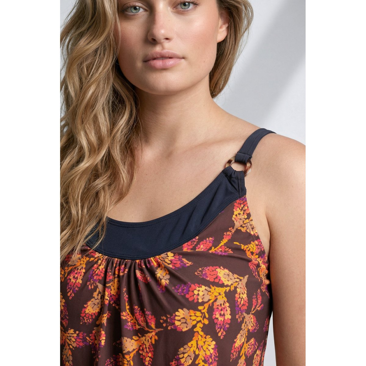 Tankini motif feuilles brun terre, ULLA POPKEN