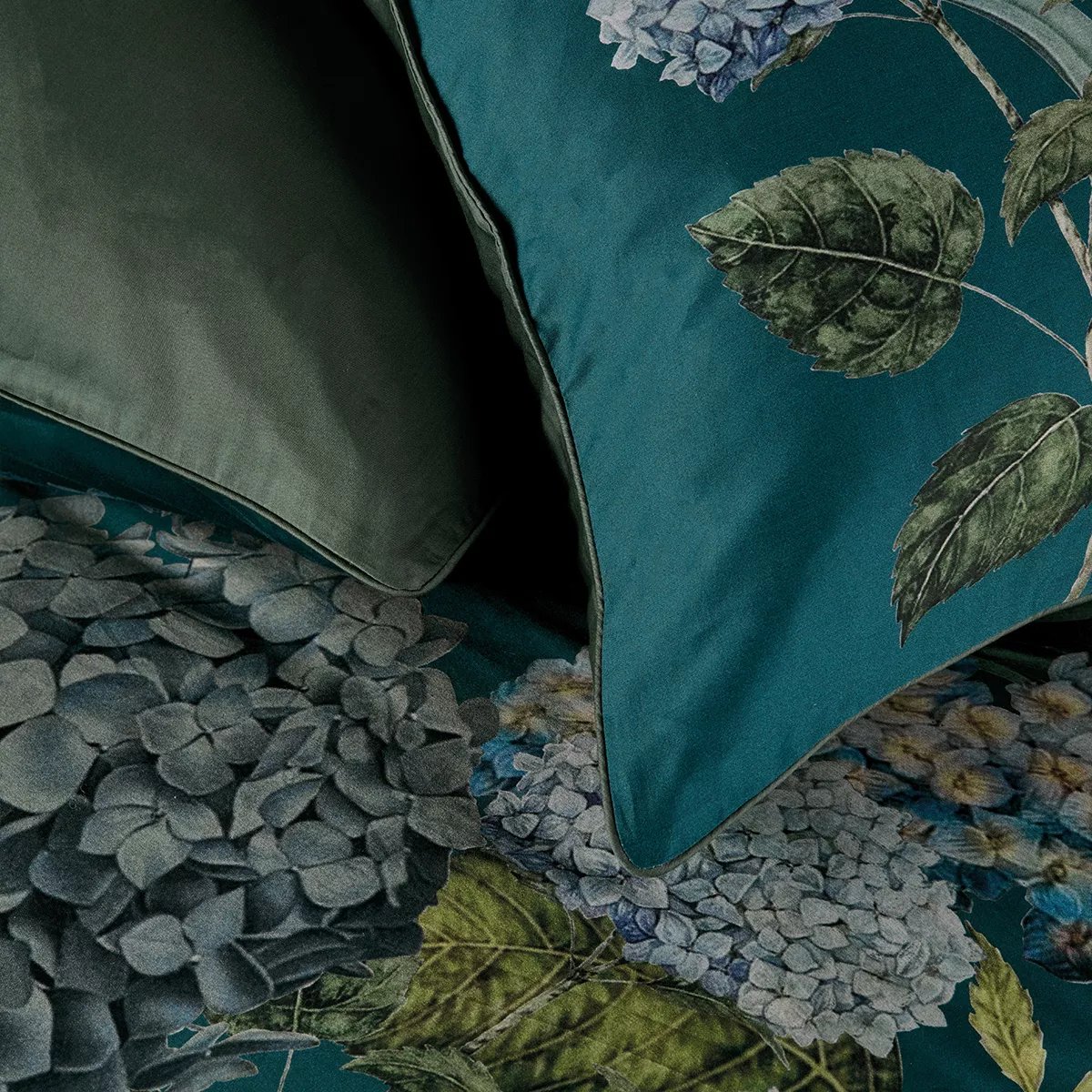 Taie d'oreiller satin de coton MAELYS SATIN canard, GARNIER THIEBAUT