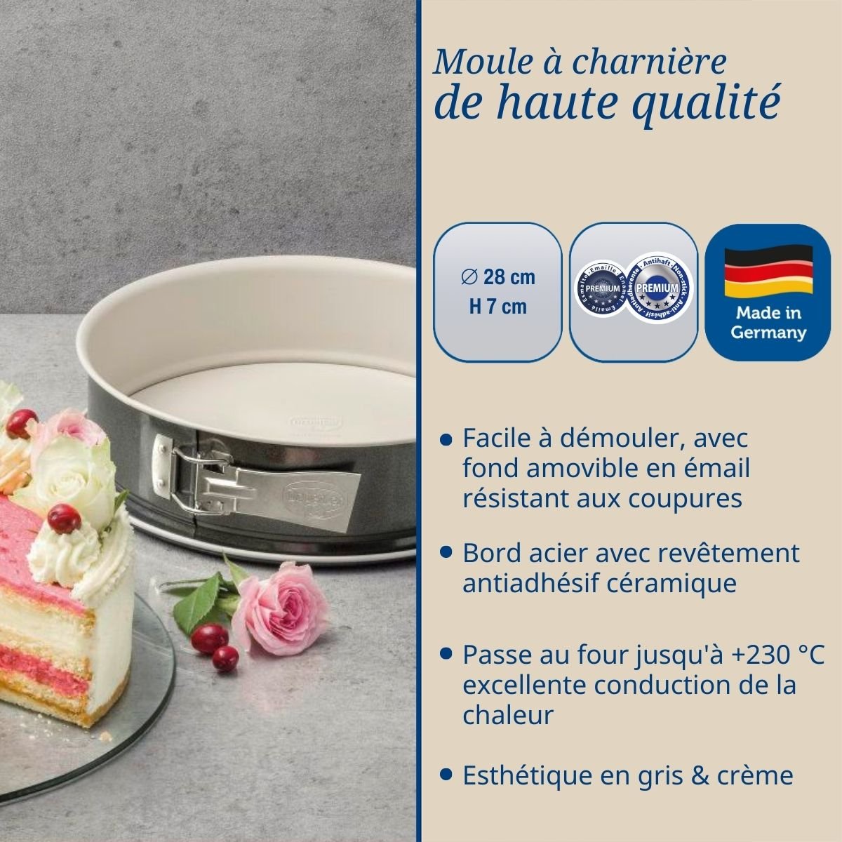 Ensemble de 2 Moules à manqué à charnière 26 cm BACK-TREND blanc, DR OETKER