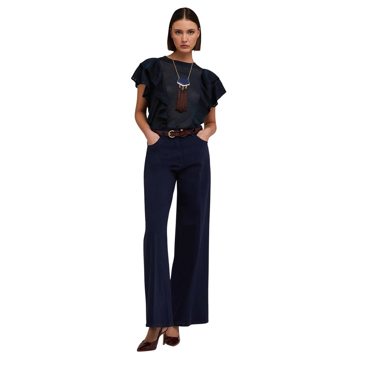 Chemise à volants bleu, MOTIVI