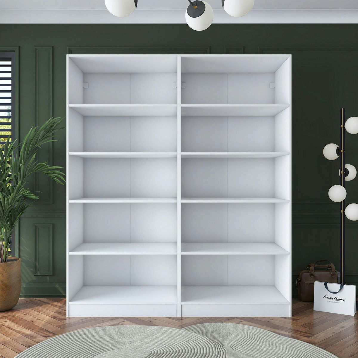 Armoire blanche 4 portes à poignées verticales BYRON blanc, PIER IMPORT