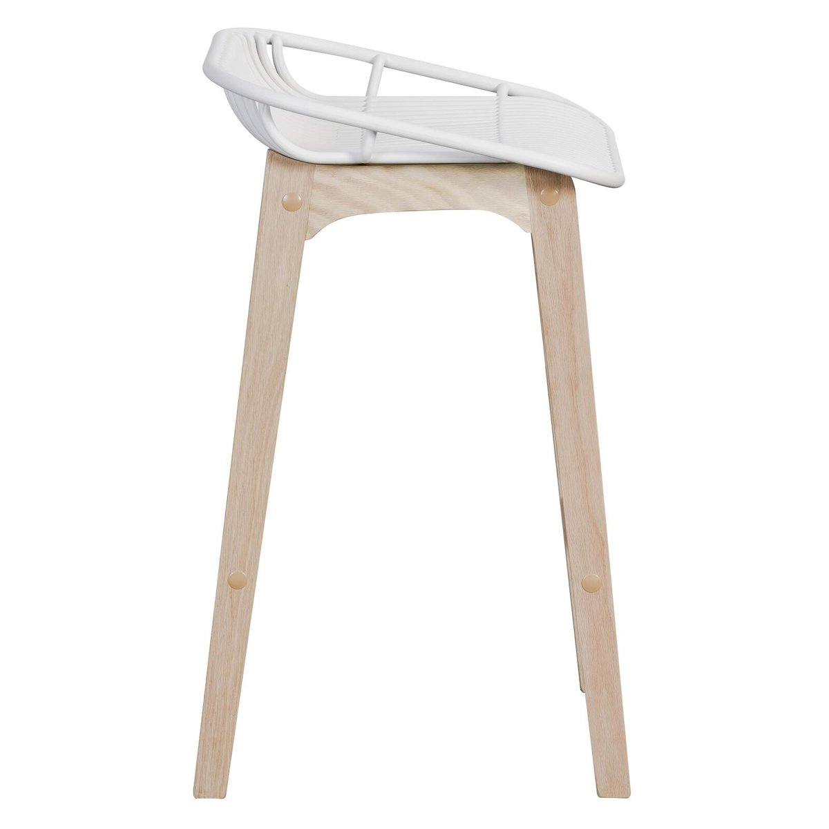 Lot de chaises d'îlot et bar en chêne et assise plastique 65cm MALMO | Lot de 8 blanc, MOB IN