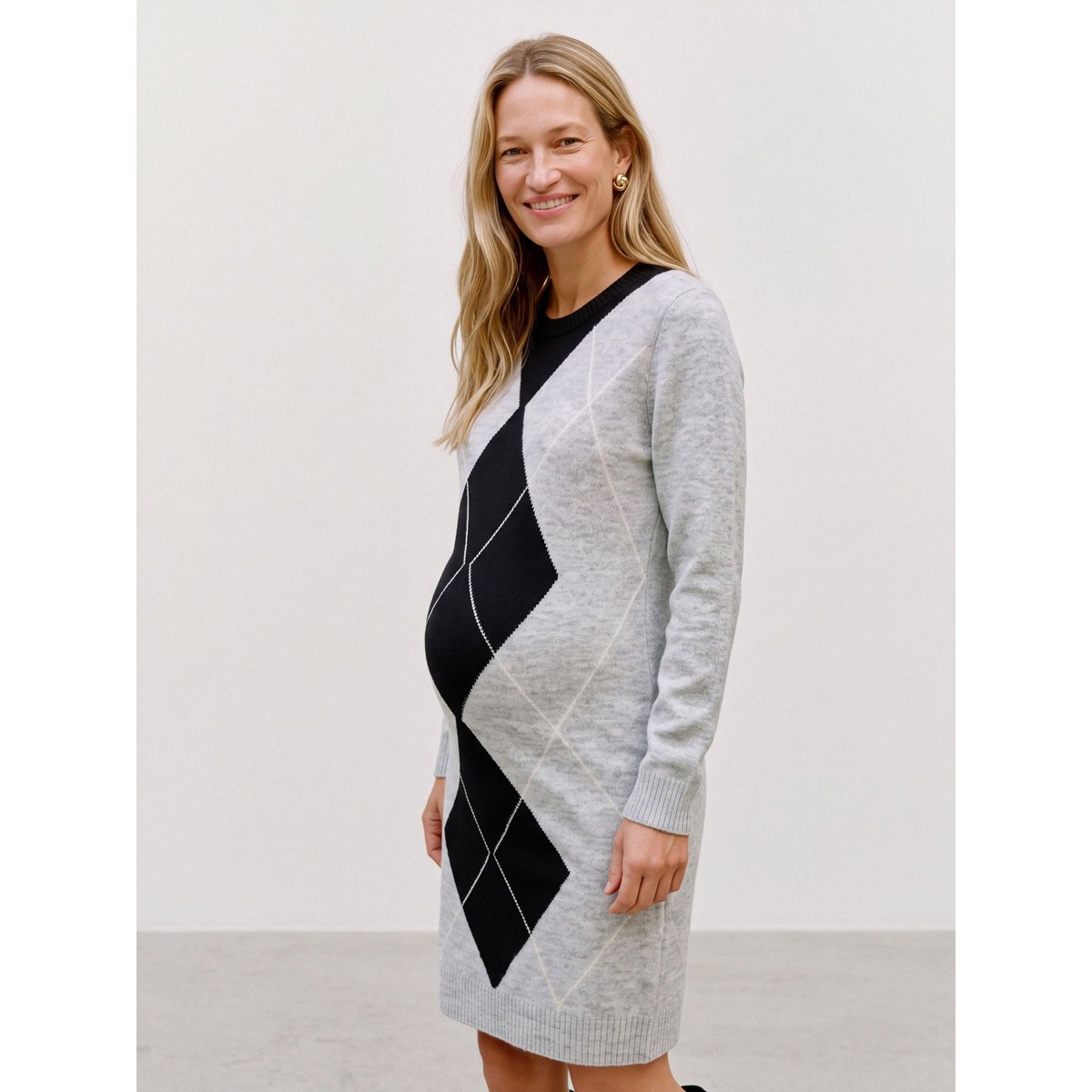 Robe light grey melange 1, MAMA LICIOUS