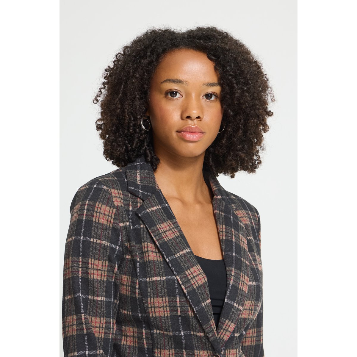 Blazer bleu marron dark blue/brown check, ICHI