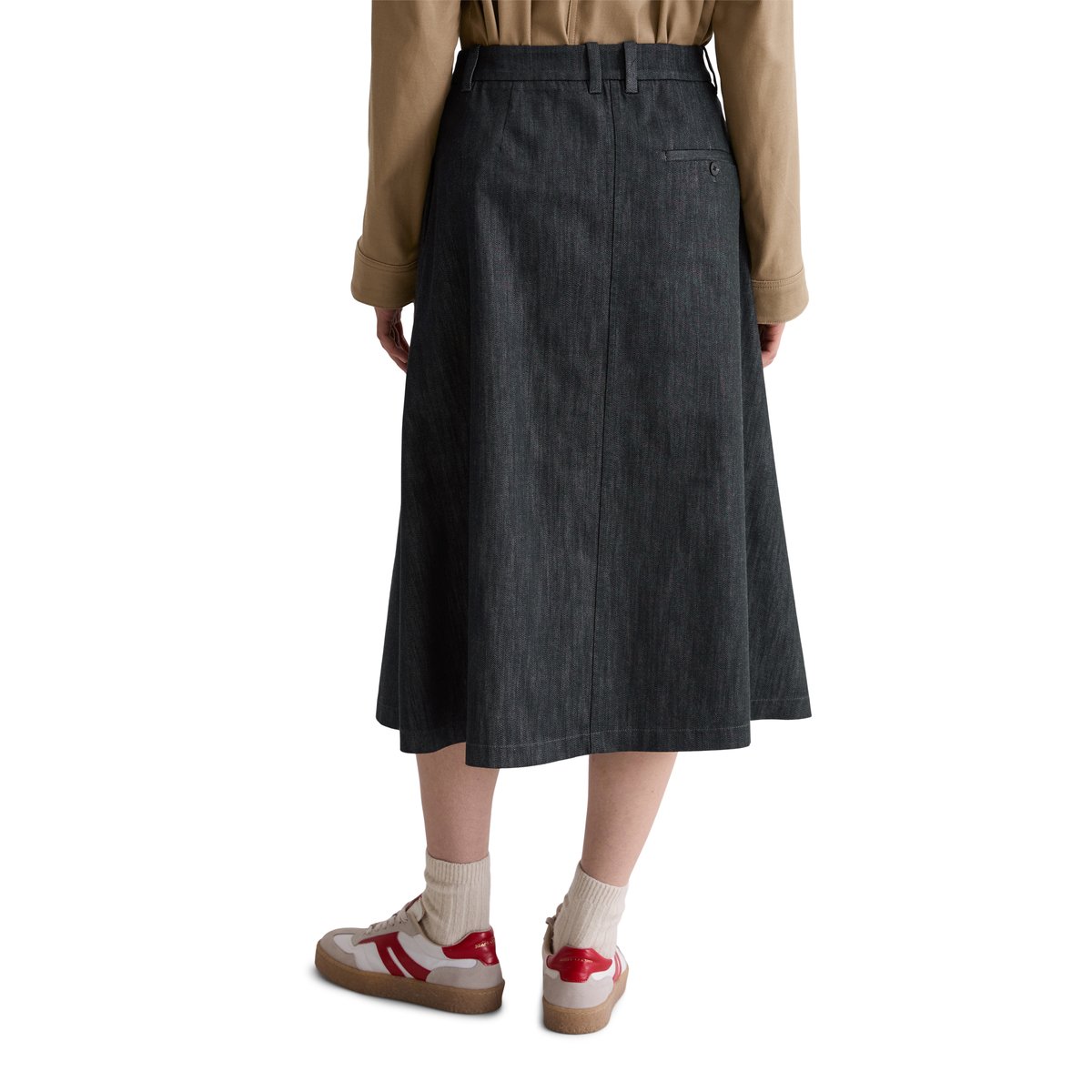 Jupe évasée en Organic Cotton Stretch bleu foncé, MARC O'POLO