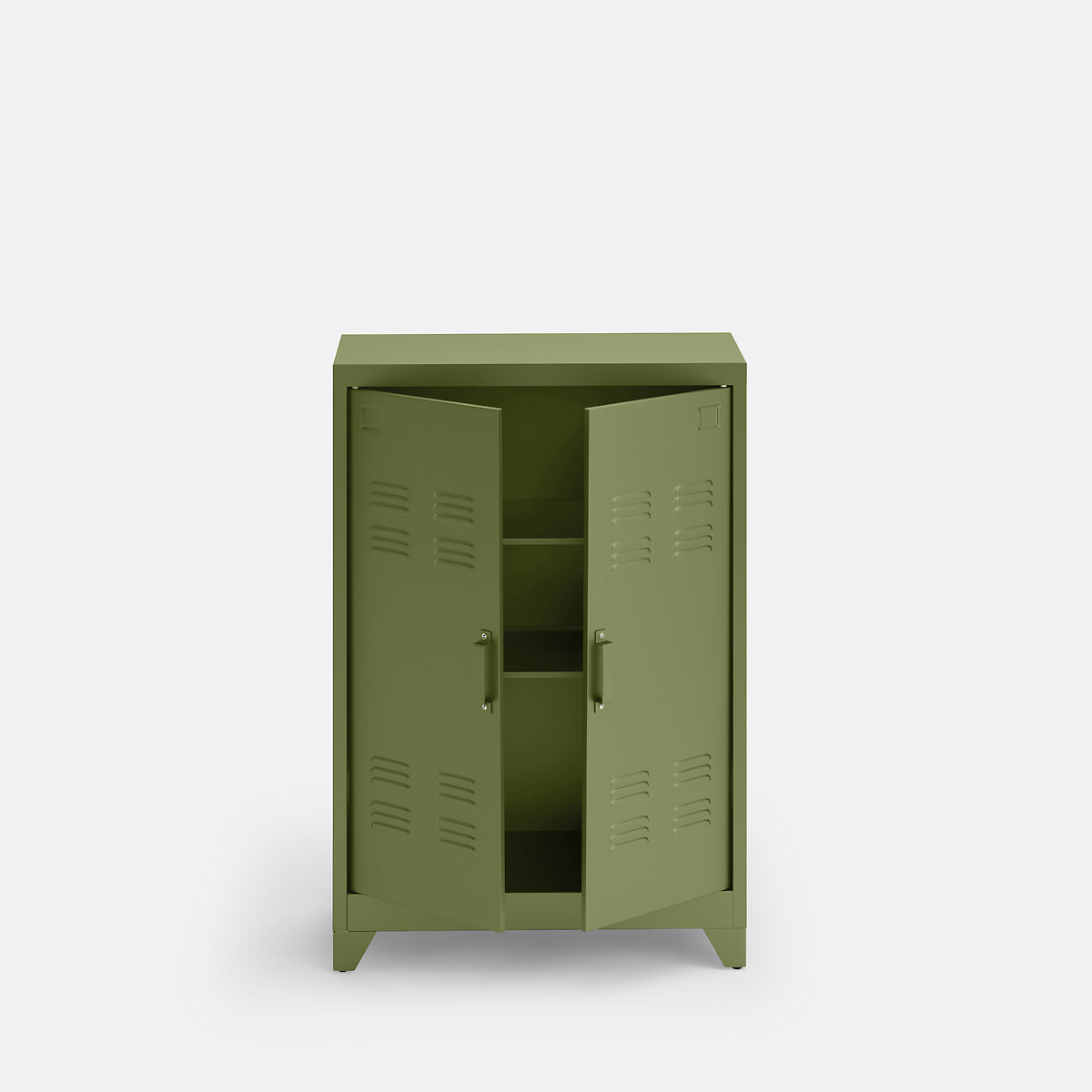 Hiba Low Cabinet with 2 Doors in Steel khaki green, LA REDOUTE INTERIEURS