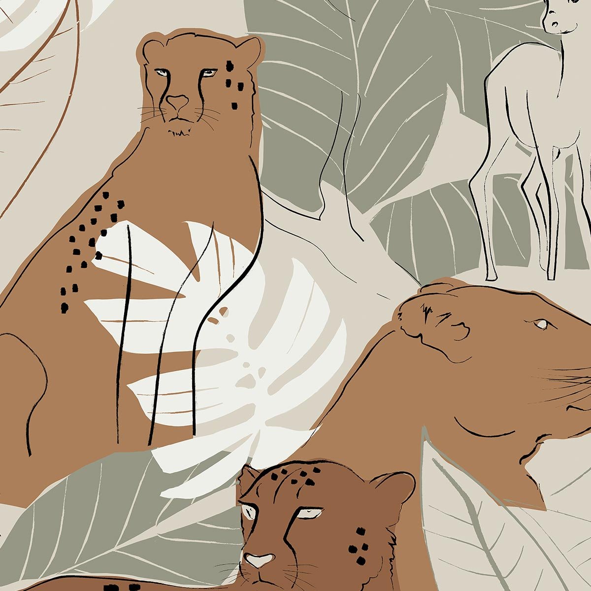 Papier peint animaux de la savane intissé, HEXOA