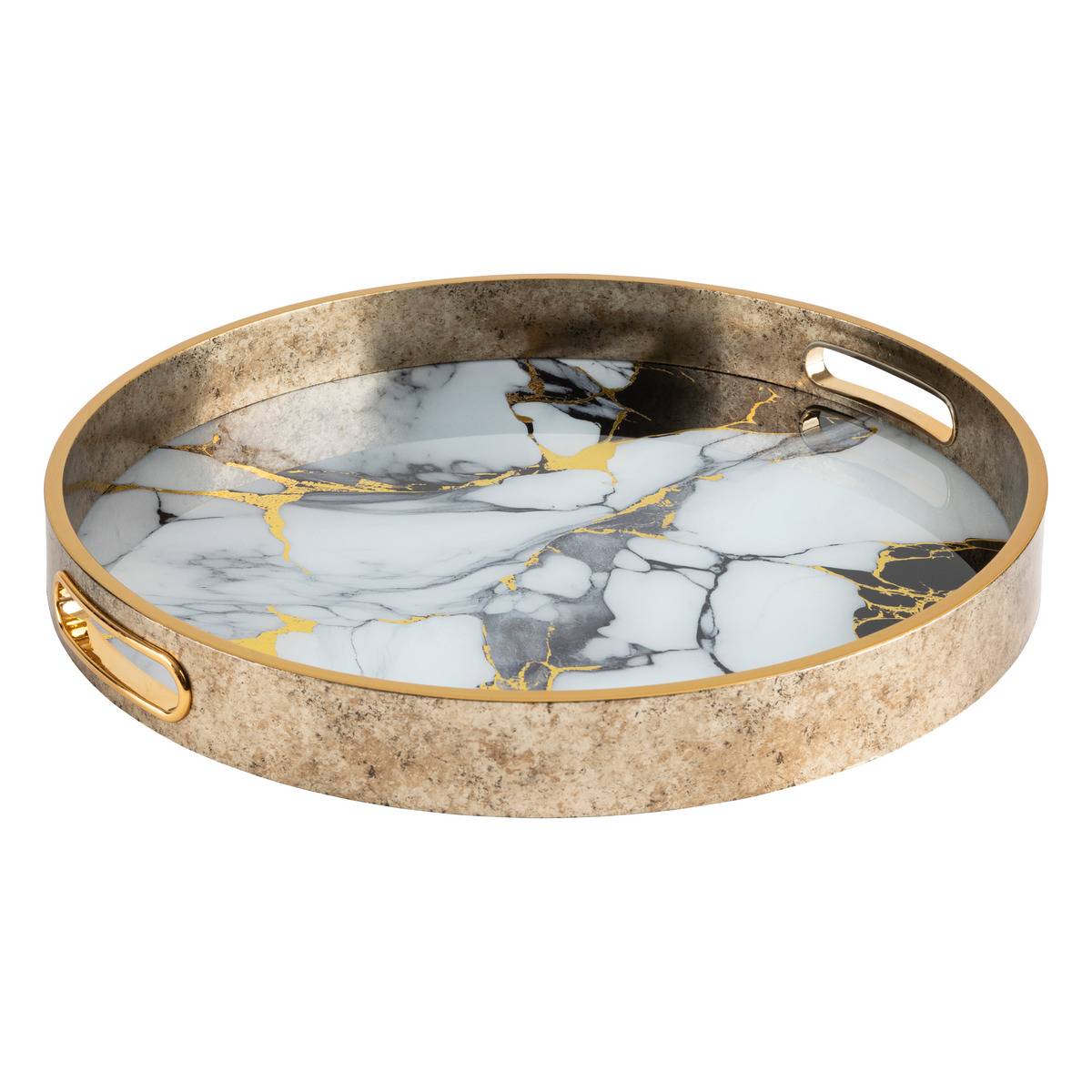 Lot de 2 plateaux INAYA doré, ATMOSPHERA
