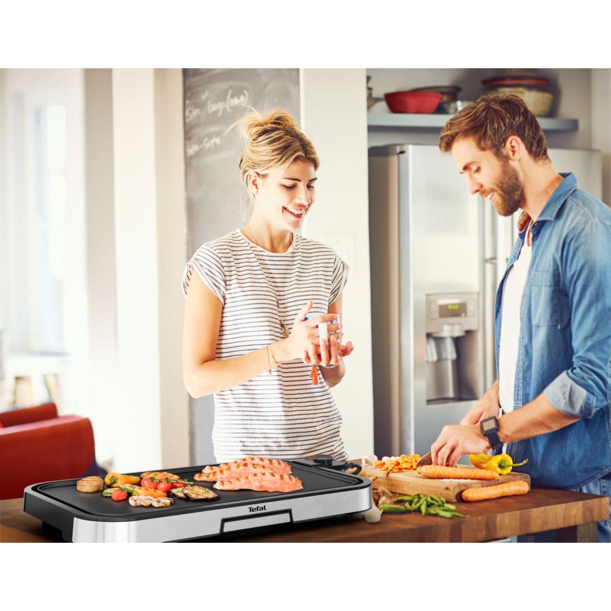 Plancha électrique GIANT XL CB631D10 gris à poser, 55x30.4 cm noir, TEFAL