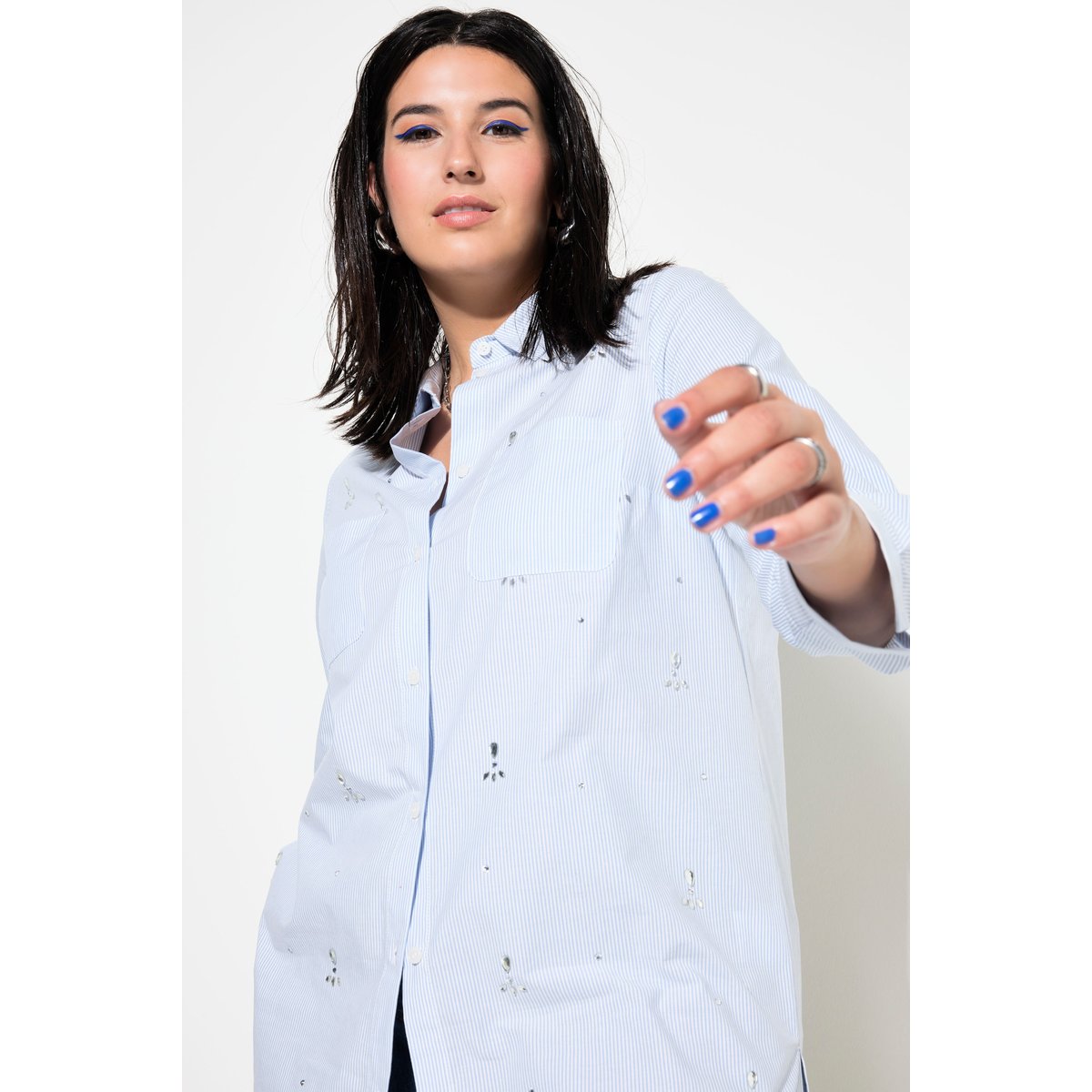 Chemisier à manches longues bleu cobalt, STUDIO UNTOLD