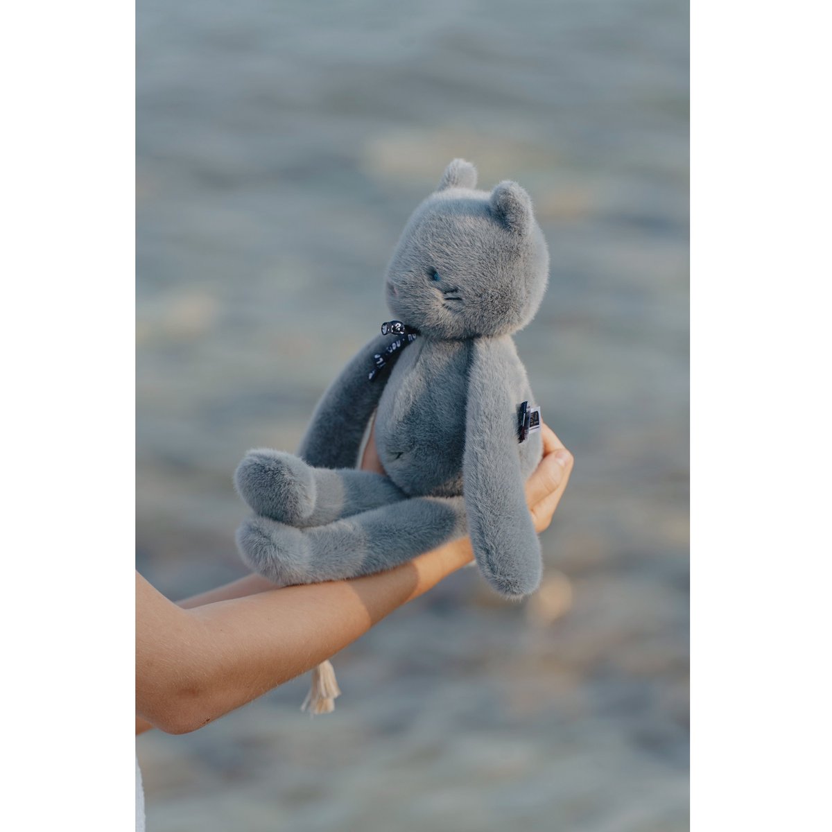 Peluche Chat MELOE 37 cm bleu gris, MAILOU TRADITION