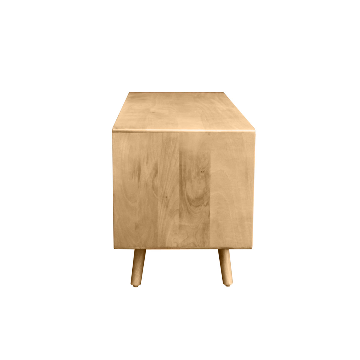 Meuble TV en bois manguier massif et cannage rotin L110 cm ACANGE chêne clair, MILIBOO