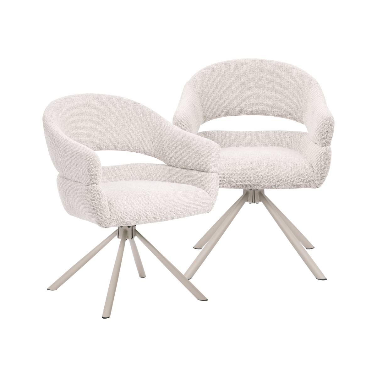 Lot de 2 chaises en tissu FLORINE blanc, MADE IN MEUBLES