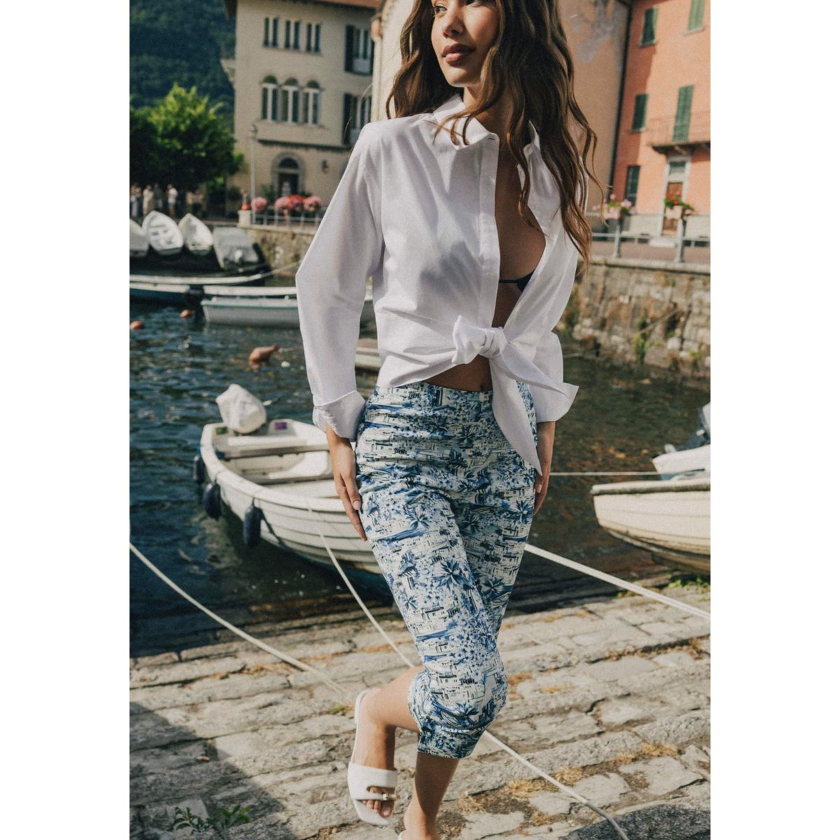 Pantalon Capri Imprimé bleu, GUESS