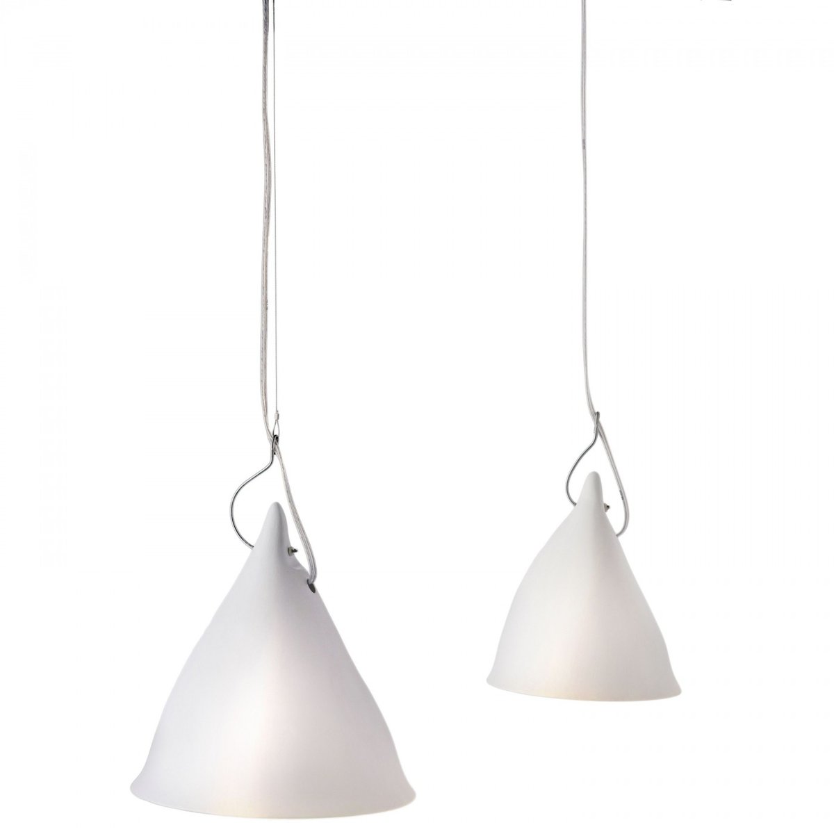 Lampe Cornette Suspendue Porcelaine blanc brillant, TSE ET TSE ASSOCIÉES