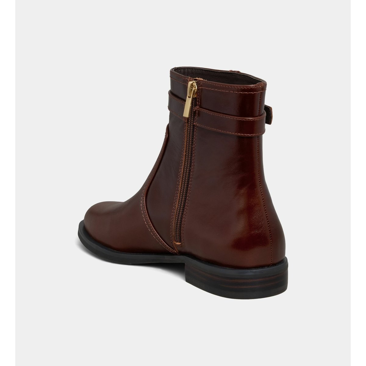Bottines plates armelle en cuir marron foncé, GALERIES LAFAYETTE