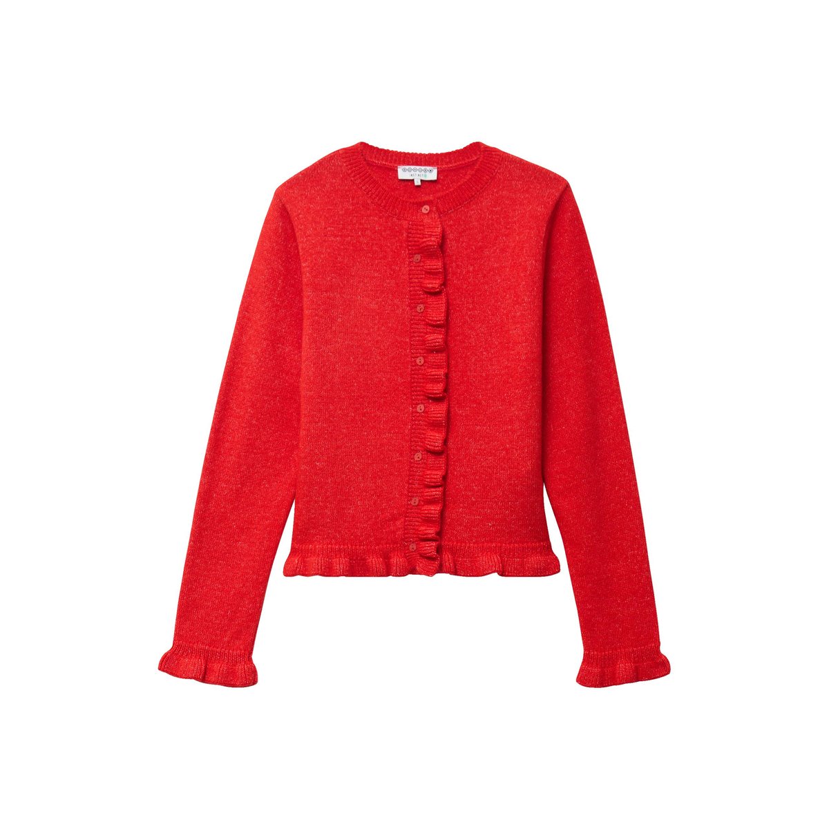 Gilet droit manches longues col rond rouge, BONOBO