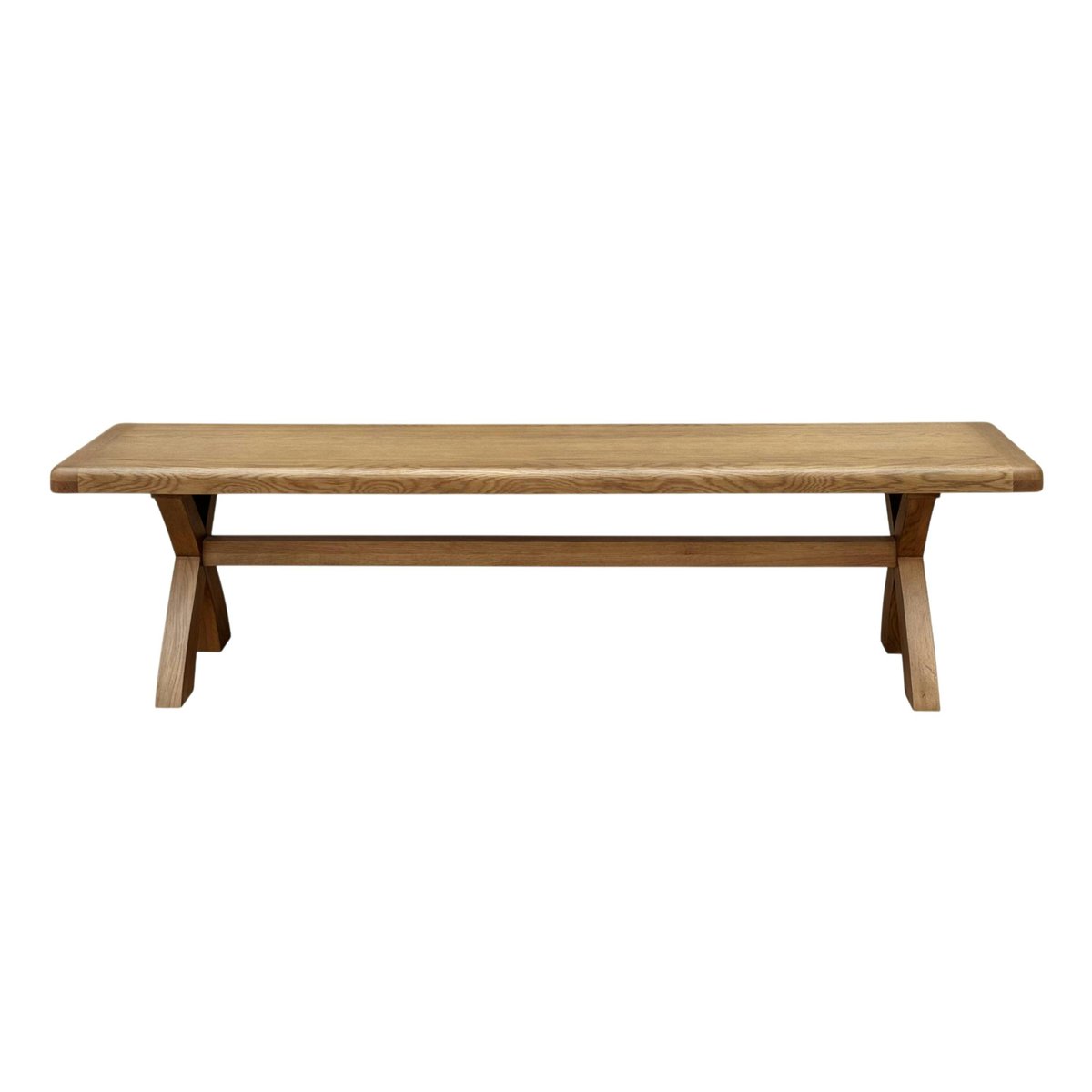 Banc de salle à manger en chêne pieds croisés 200 cm VALMONT bois naturel, PIER IMPORT
