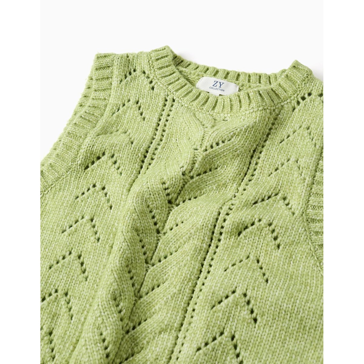 Gilet sans manches en maille ajourée vert clair, ZIPPY
