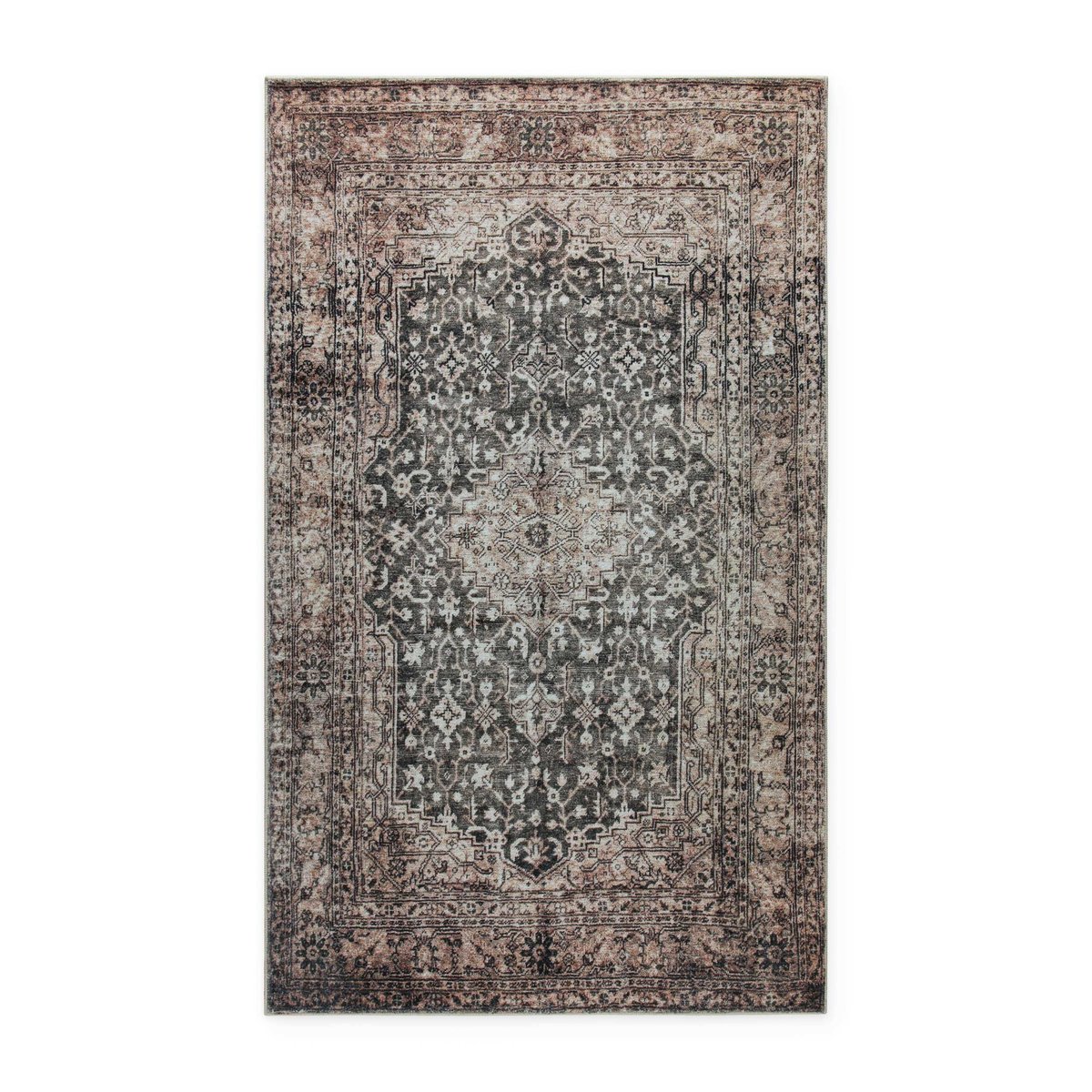 Tapis de bain WECONhome Ralph, design vintage oriental, dos TPE antidérapant, lavable 30 °C, OEKO-TEX® certifié (55 x 65 cm, beige gris) , Ralph beige gris, WECON HOME