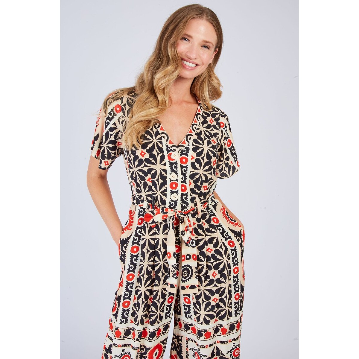 Yasna Jumpsuit red print/black, DERHY