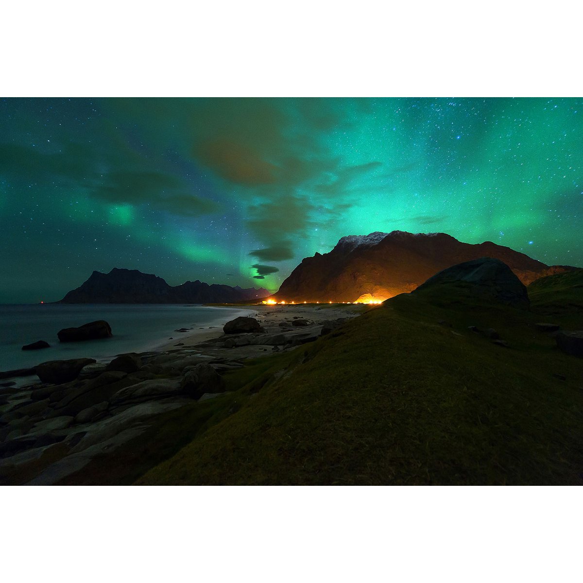 Tableau norvège aurore boréale tableau alu dibond, HEXOA