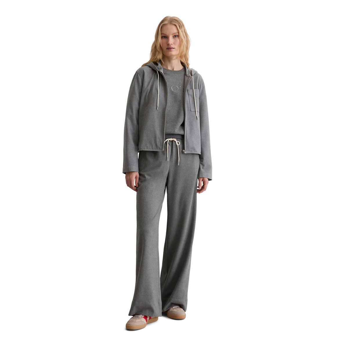 Veste à capuche d'intérieur regular en polyester et viscose recyclés gris, MARC O'POLO