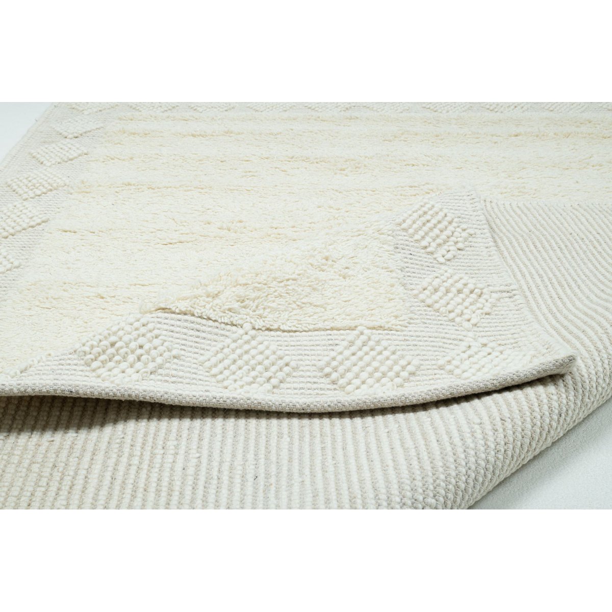 Tapis salon Bergen tissé main laine naturelle naturel, THEKO