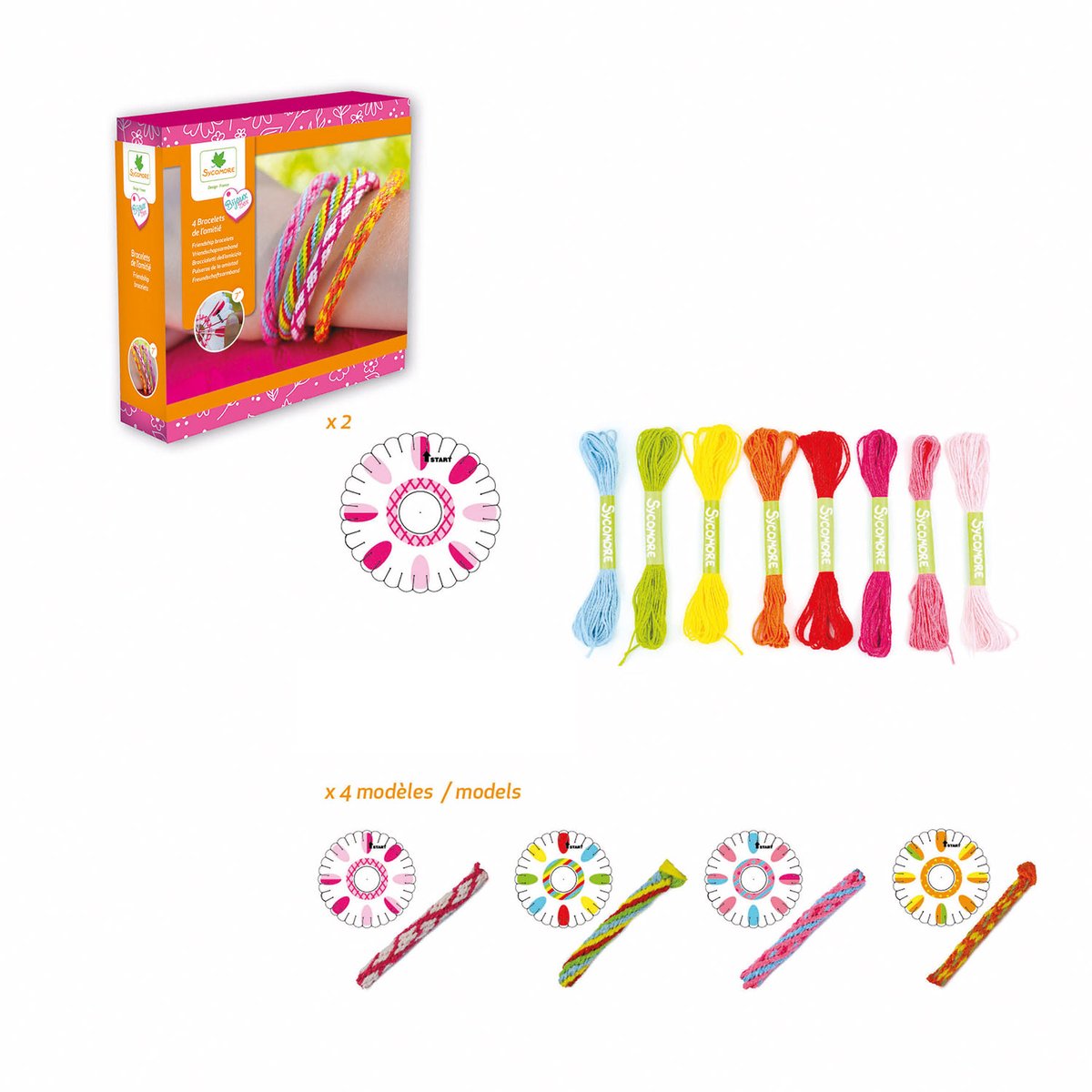 Kit créatif Bracelets d'amitié orange, SYCOMORE