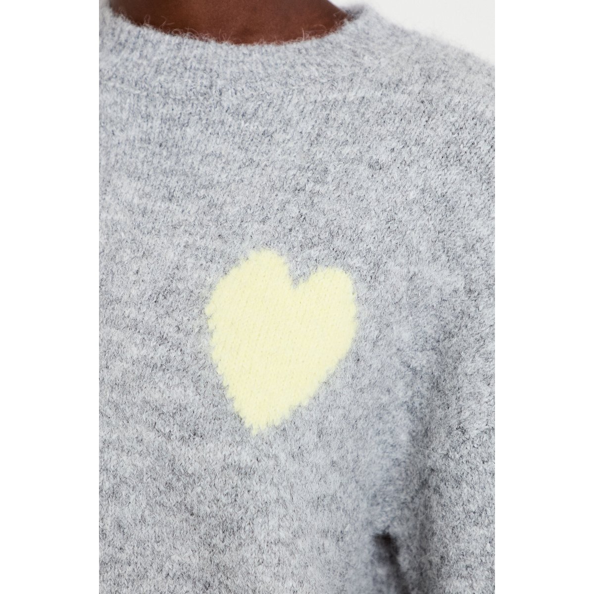Pull oversize col rond manches longues gris clair, CACHE CACHE