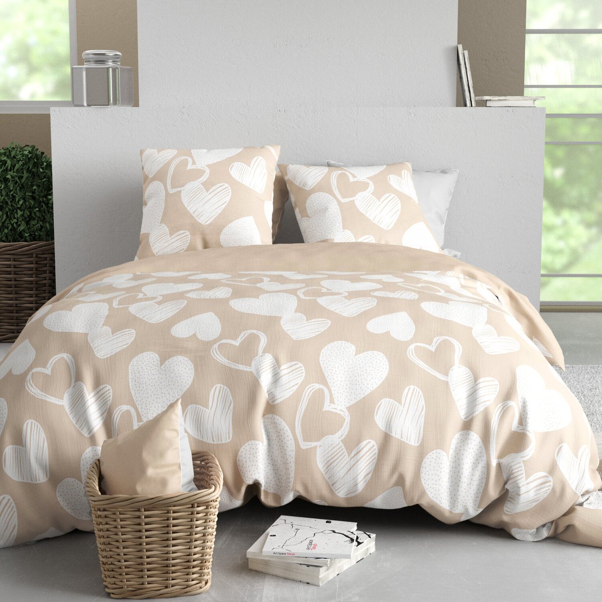 Parure housse de couette en coton imprimée, Tonie imprime, C DESIGN HOME TEXTILE