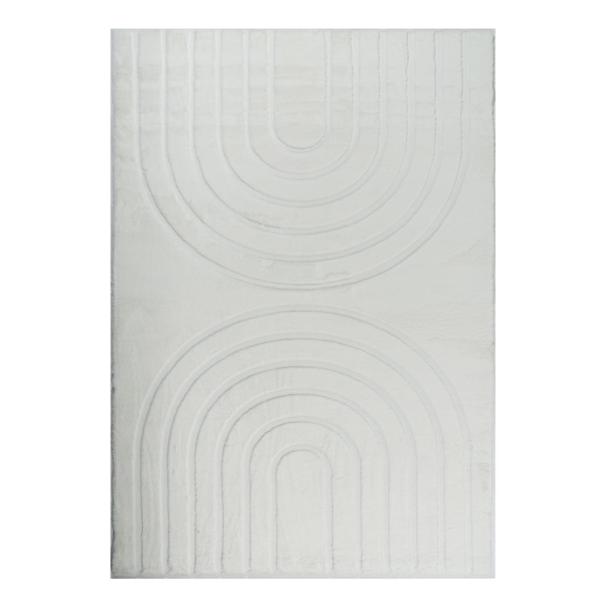 Tapis salon, faux uni sobre, texture en relief LYN59 DEH blanc, gris, UN AMOUR DE TAPIS