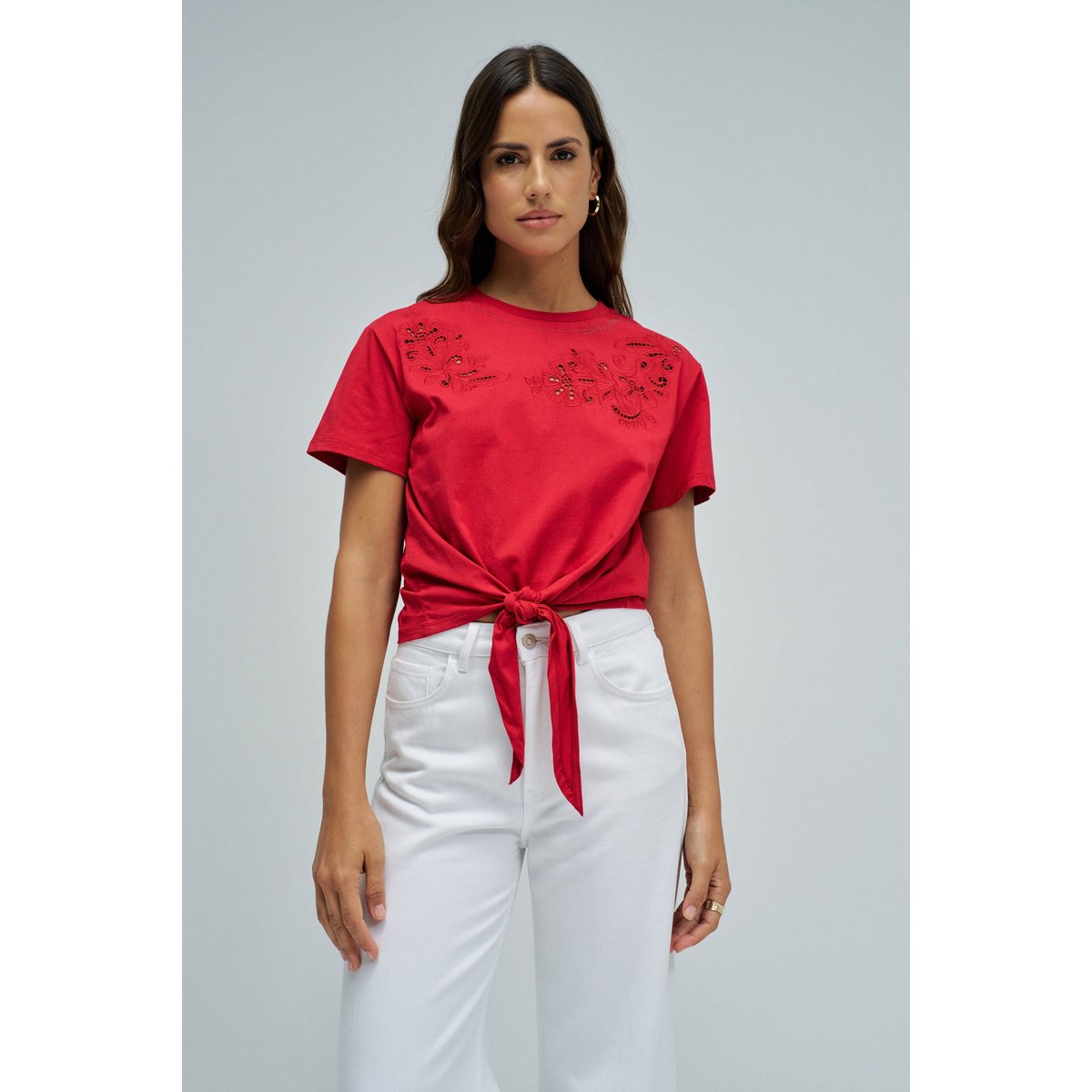 T-SHIRT AVEC N?UD FRONTAL rouge, SALSA JEANS