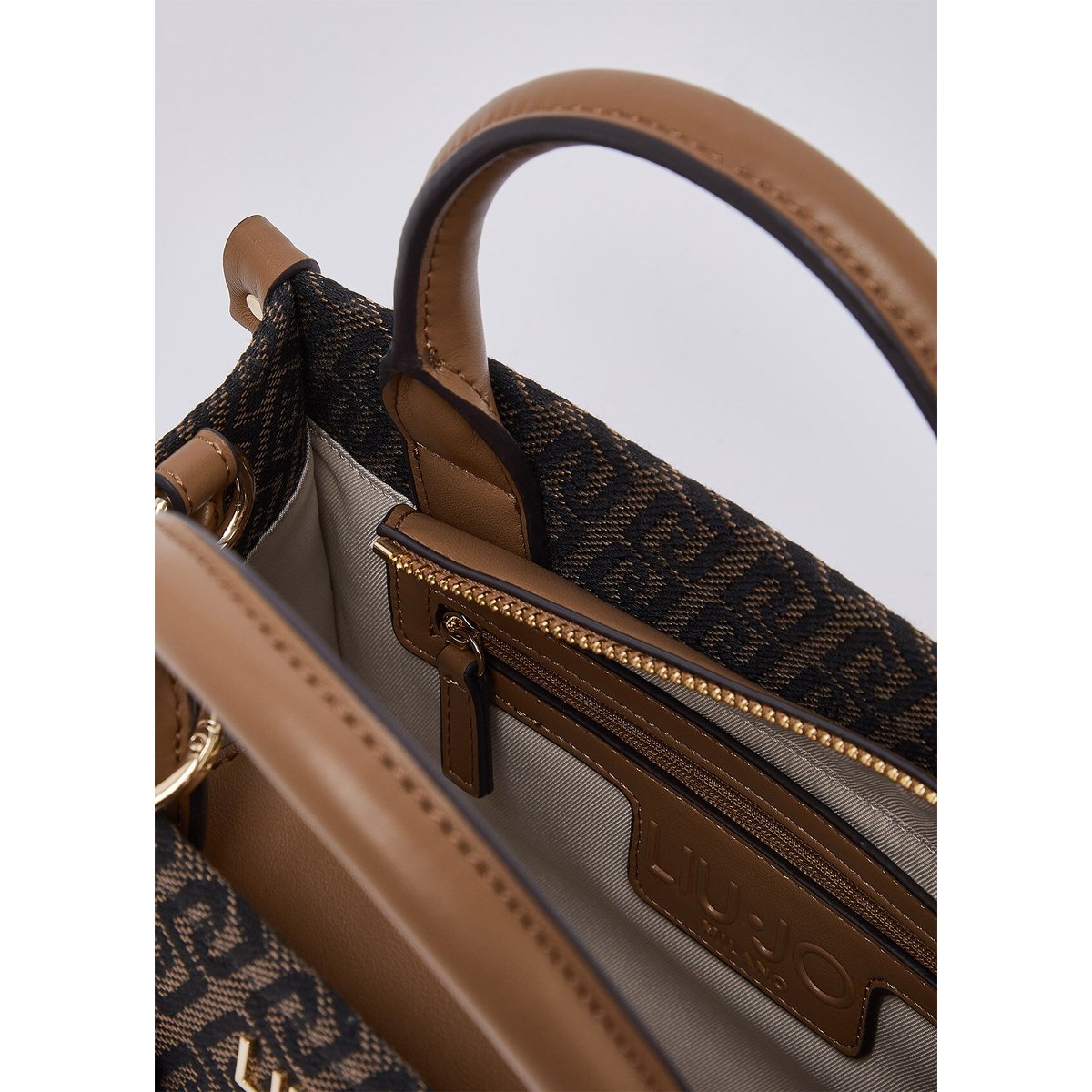 Petit Sac Jacquard marron foncé, LIU JO